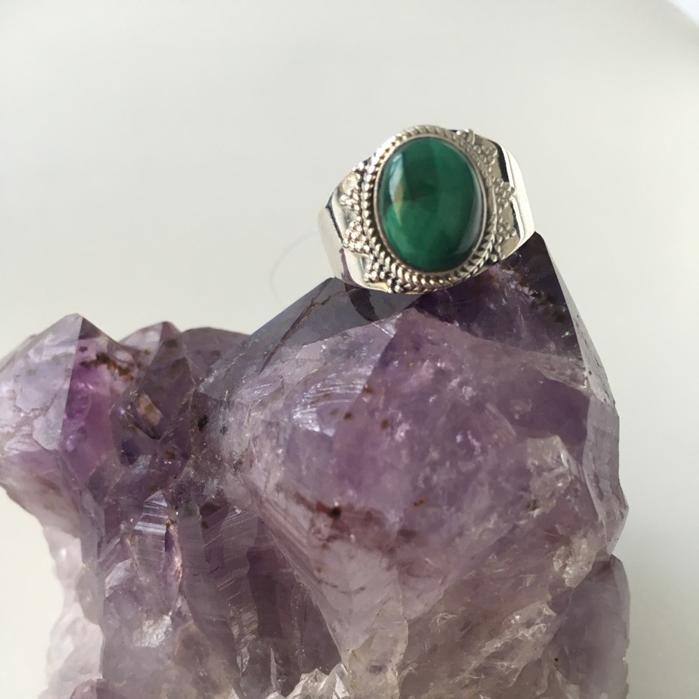 Malachite crystal healing Ring